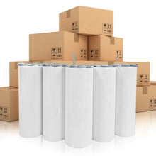 Load image into Gallery viewer, Case of 25 20oz Straight Sublimation Tumblers Metal Straw