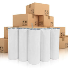 Load image into Gallery viewer, Case of 25 20oz Straight Sublimation Tumblers Plastic Straw