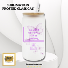 Load image into Gallery viewer, Frosted Glass Can 16oz w/ Bamboo Lid Sublimation Blank