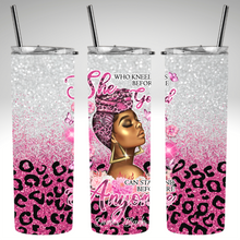 Load image into Gallery viewer, She Who Kneels Before God Pink Cheetah Print Tumbler Wrap Digital Product