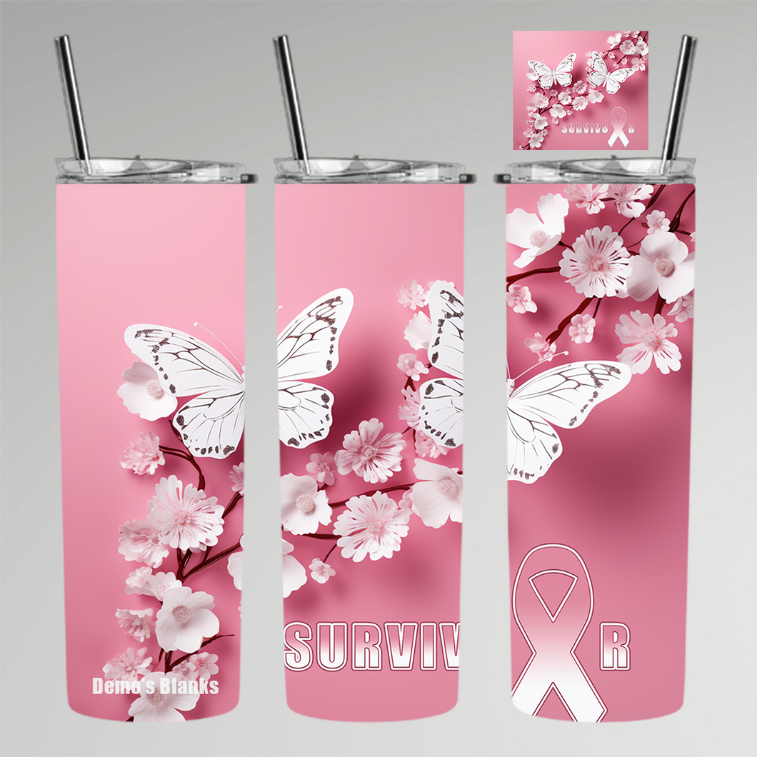 Breast Cancer Butterfly Survivor Tumbler Digital Design Product