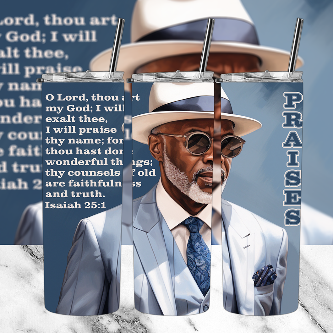 Praises Debonair Guy Blue Suit Tumbler Digital Design Product