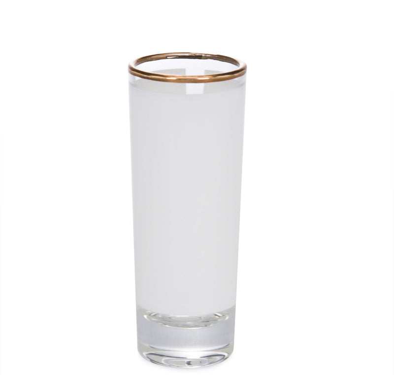 2 oz Sublimation Glass Shot Glass with Gold Rim