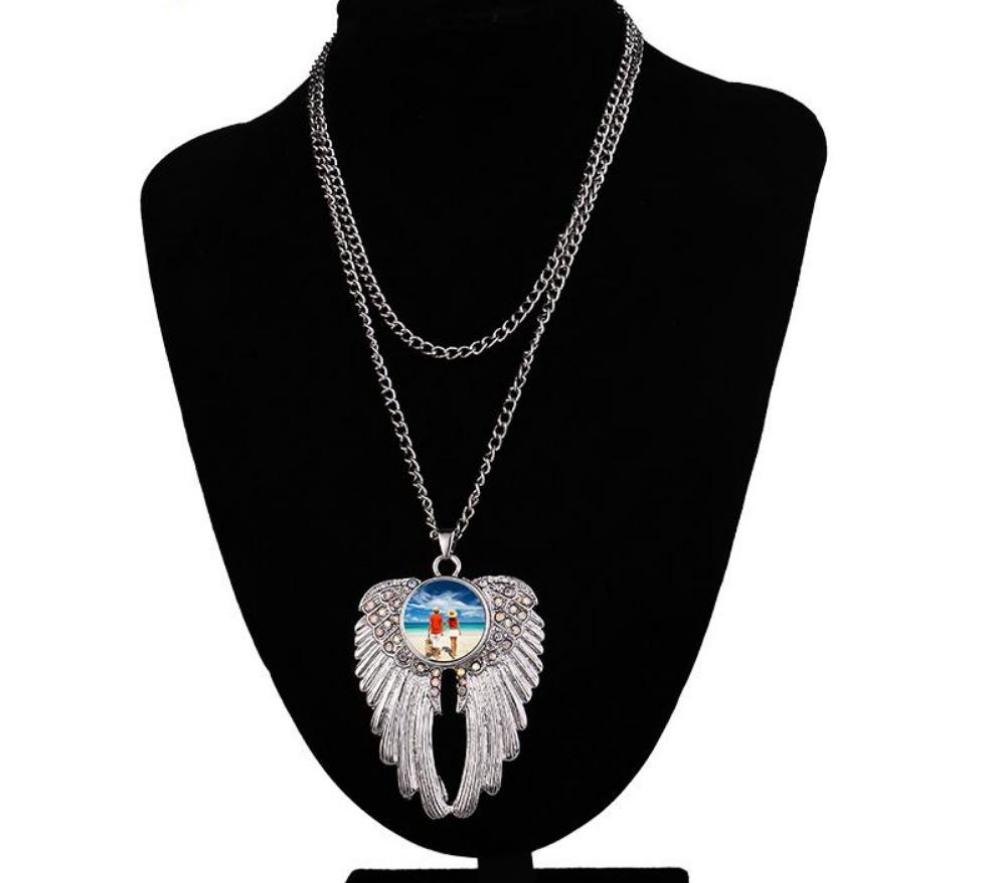 Angel Wings Iridescent Bling Sublimation Necklace